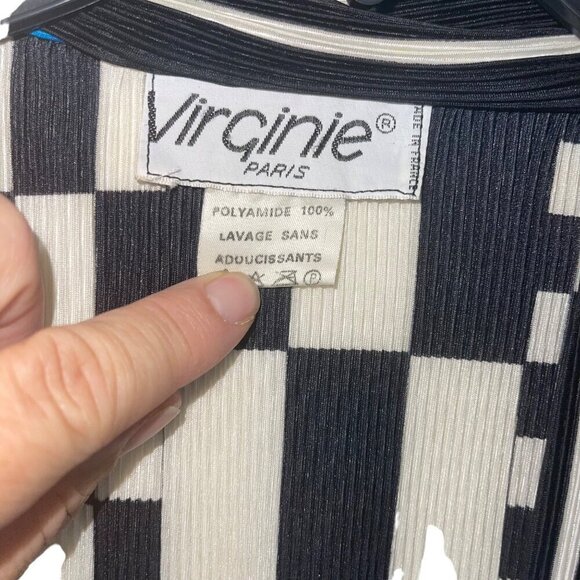 Virginie Vintage Womens Dress Jacket Size Medium Black Ensemble Midi Pleated - Picture 6 of 10